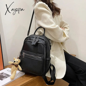 Xajzpa - High Quality Leather Backpack Bags For Women Winter School Teenagers Girls Luxury Back